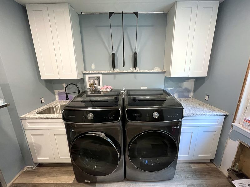 Laundry room cabinets with quartz top